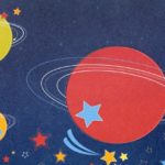 宇宙の赤い土星のイラスト
